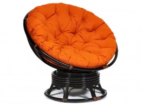 Кресло-качалка Papasan w 23/01 B с подушкой Antique brown, ткань Оранжевый в Сатке - satka.магазин96.com | фото