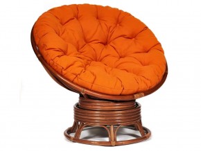 Кресло-качалка Papasan w 23/01 B с подушкой Pecan, ткань Оранжевый в Сатке - satka.магазин96.com | фото